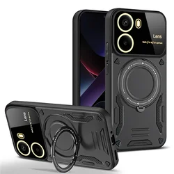 Shockproof Magsafe Wireless Charging Case with Magnetic Ring Bumper Cover for POCO X3 NFC (Black)