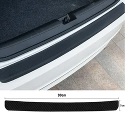 Universal Leather Carbon Fiber Door Sill & Rear Bumper Protection Strip (Black)