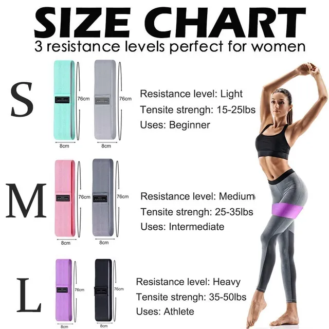 WOSWEIR-1 PC Elastic Rubber Bands Set for Women Men for Fitness Gym Home Resistance Booties Band Hip Circle Expander Workout 6