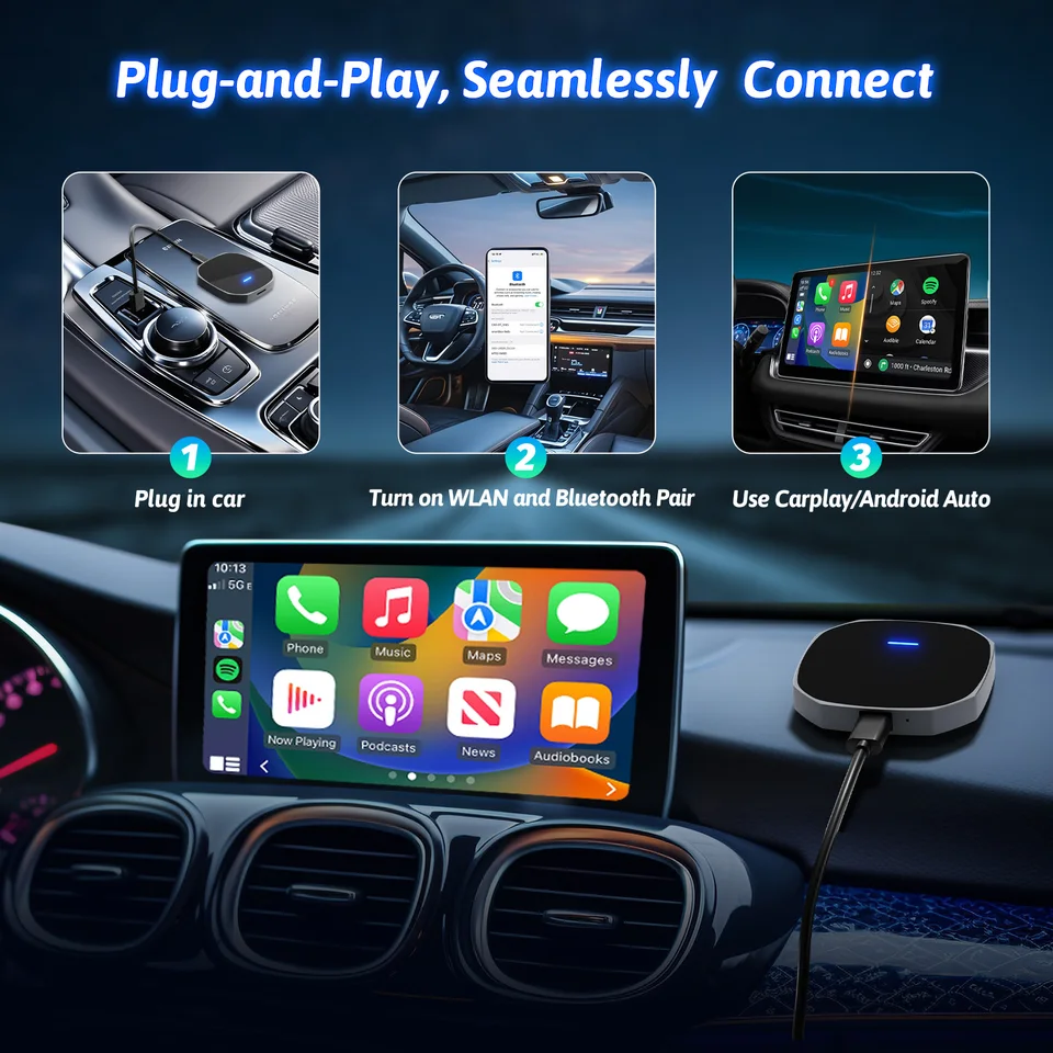 ASVEGE CarPlay Wireless AiBox Adattatore Per Auto Con YouTube, Netflix E TikTok, Dongle USB Per CarPlay E Android Auto - 5