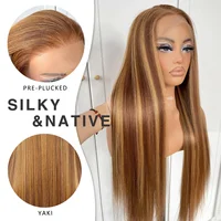 Perruque Lace Front HD Transparente 13x4 en Cheveux Humains, Lisse, Blond Miel avec Mèches 4/27, Naturelle, Idéale pour Débutantes 3