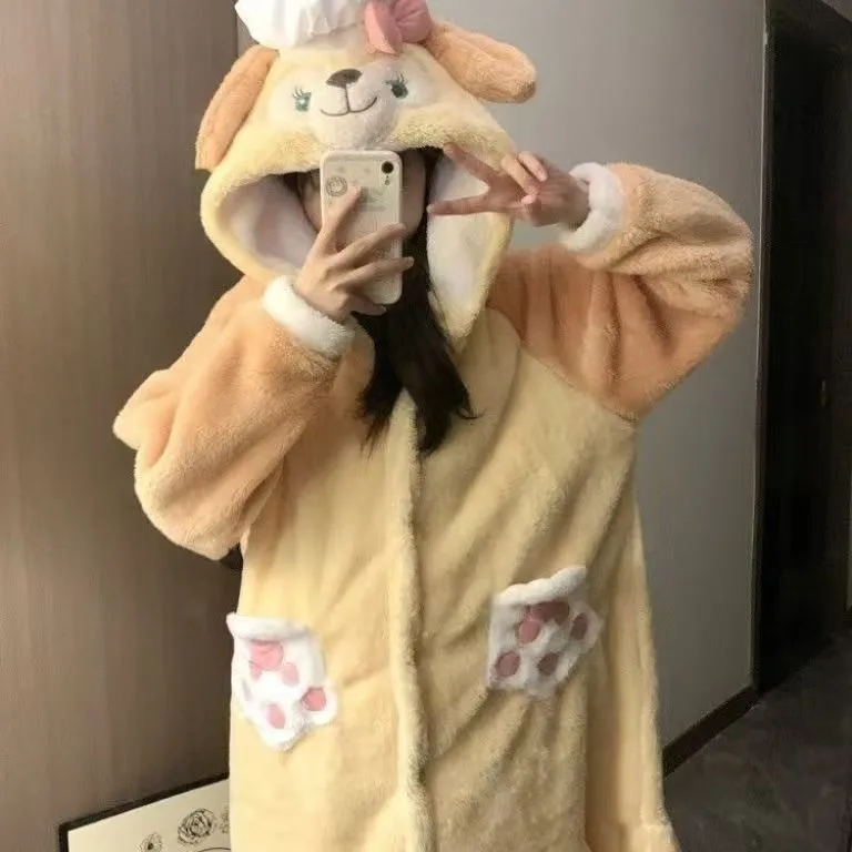 MINISO Chef Dog Robes Cosplay Costumes Halloween Butter Cake Onesies Anime Adult Nightgown Xmas Carnival Funny Pajamas Kigurumi