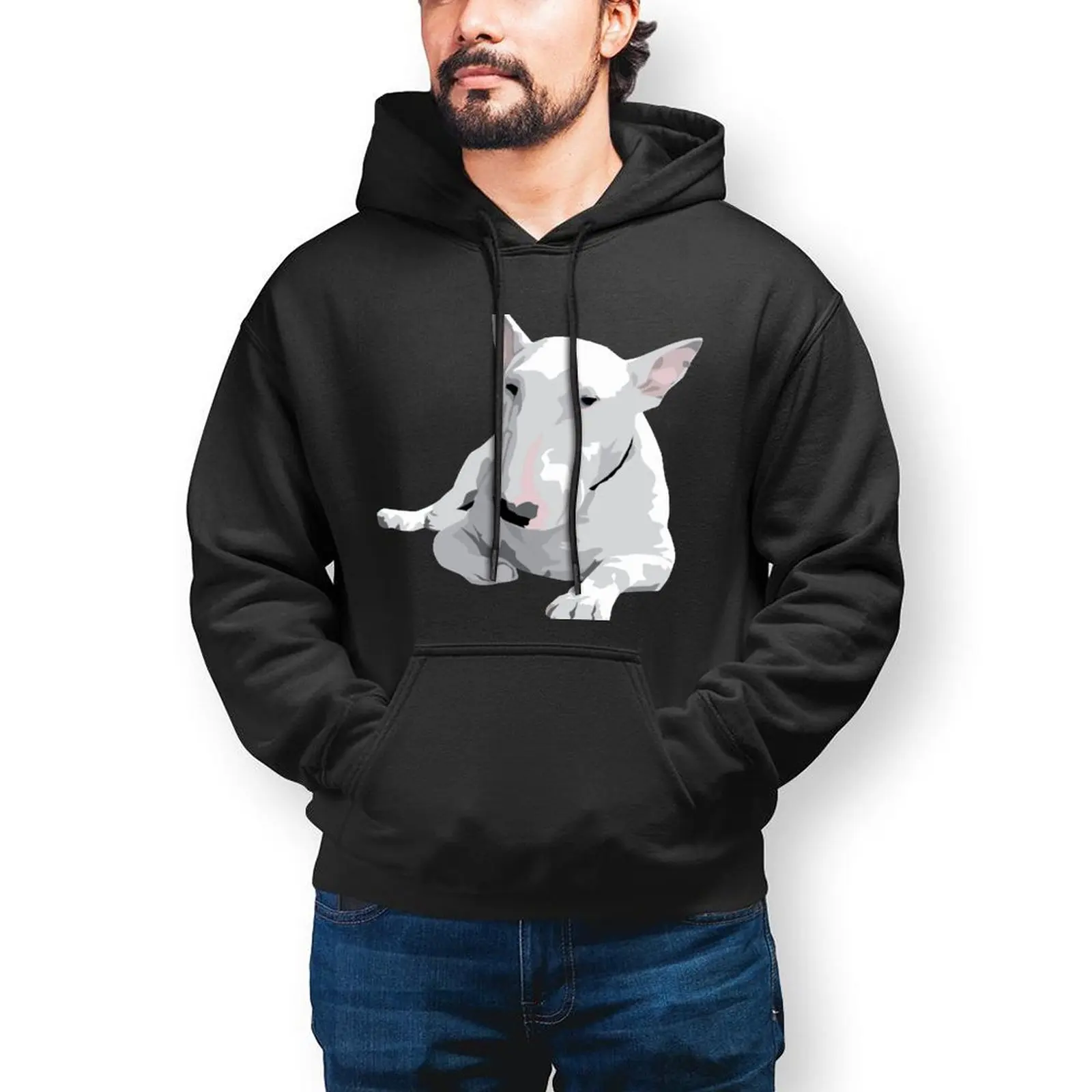 

Bull Terrier Casual Hoodies English Bull Terrier Hooded Sweatshirts Winter Long Sleeve Street Style Oversized Pullover Hoodie