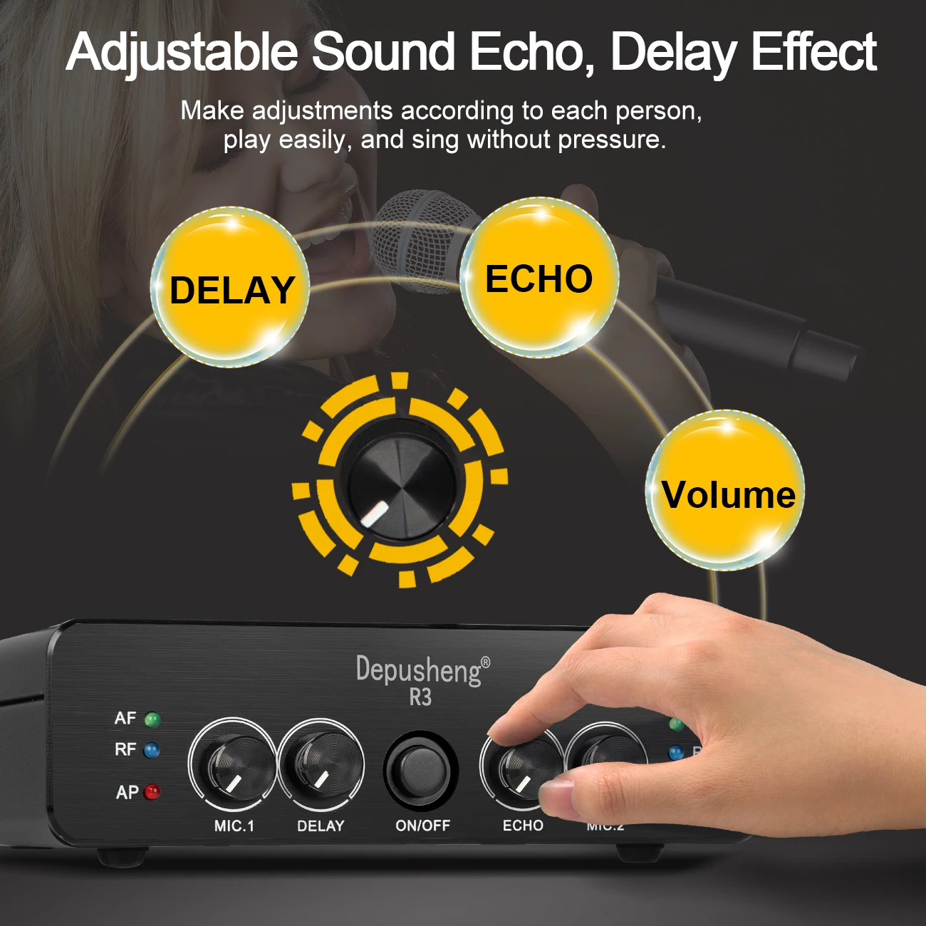Wireless Microphone Handheld Depusheng R3 Dual Channels UHF Fixed Frequency Dynamic Mic For Karaoke Wedding Party Band Church