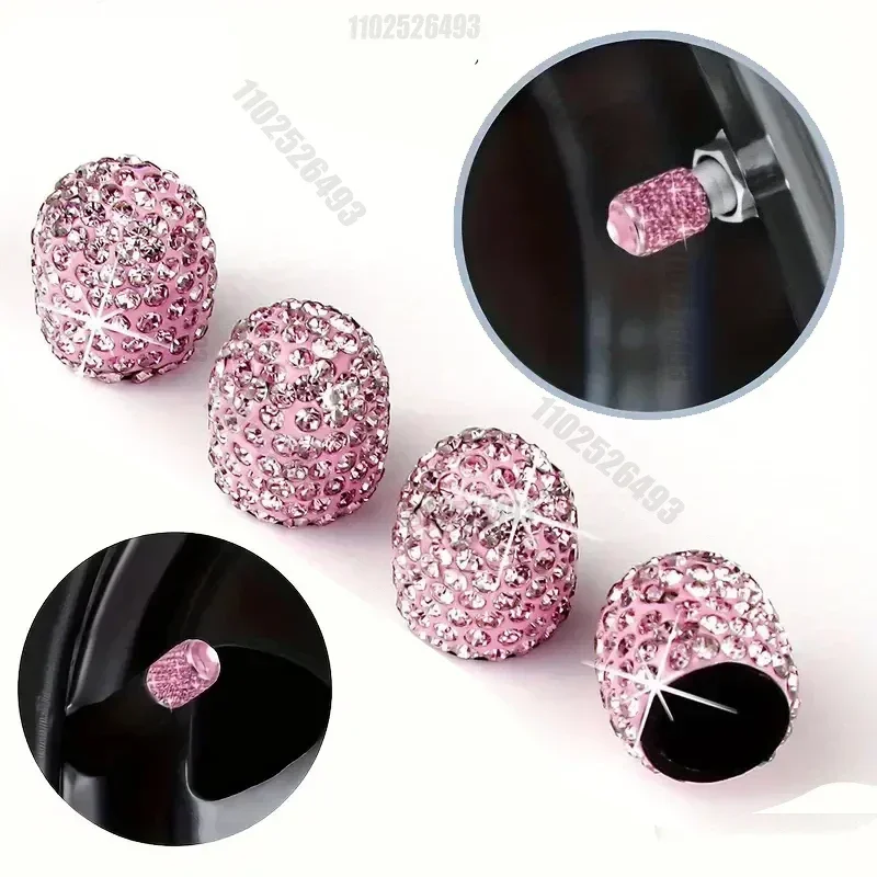 2/4pcs Diamond Car Tire Valve Caps Shining Dust-proof Wheel Valve Cover Vehicle Bling Crystal Valve Cap Car Styling Accessories