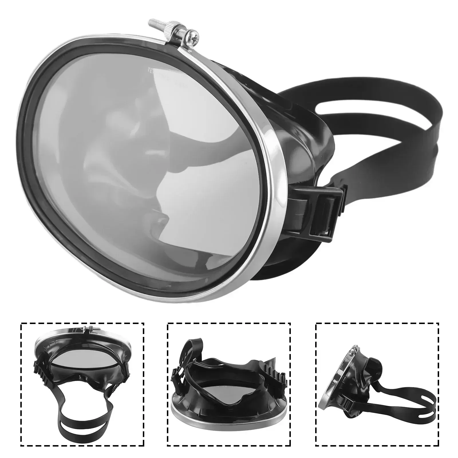 HD Tempered Glass Dive-Mask Snorkeling Goggle Scuba Diving Mirror Foldable Buckle Headband 4mm Water Sports Equipment 1 Pc