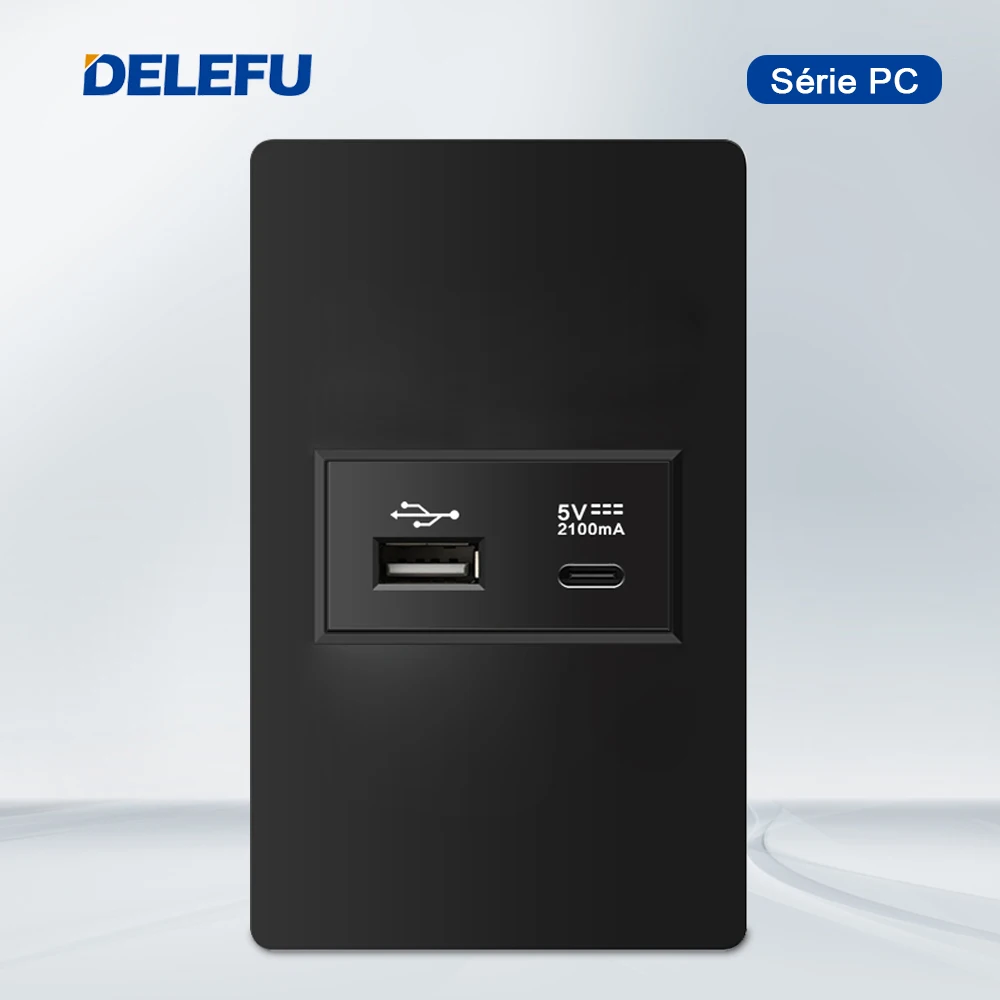 PC, Tomada USB Tipo C, Carregamento Rápido 20W, 118x74mm, 2.1A, 5V, 2 A