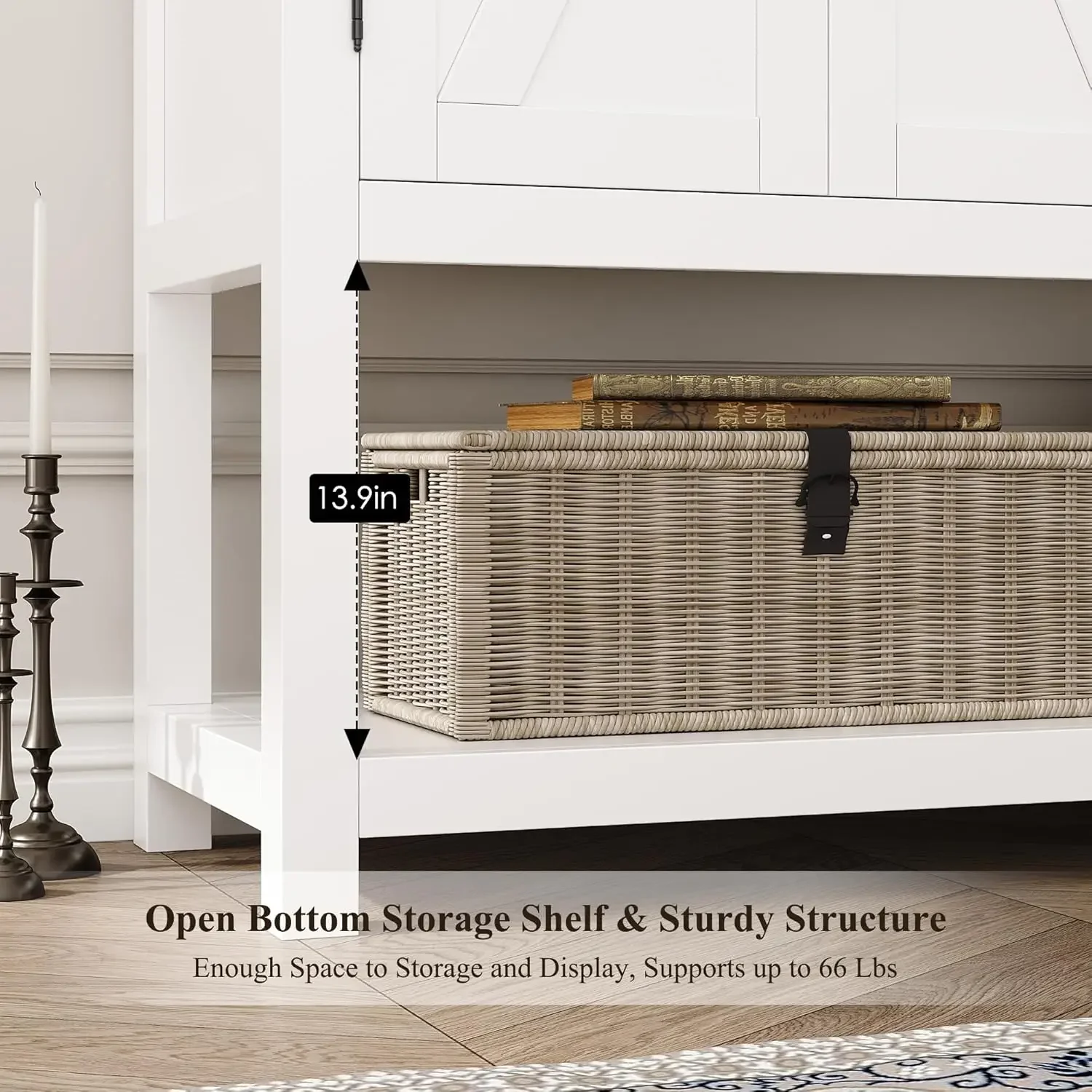 Buffet Sideboard Cabinet with Storage, 47.2" Modern Farmhouse Coffee Bar with 2 Drawers, Barn Doors Console Table with Shelf 5