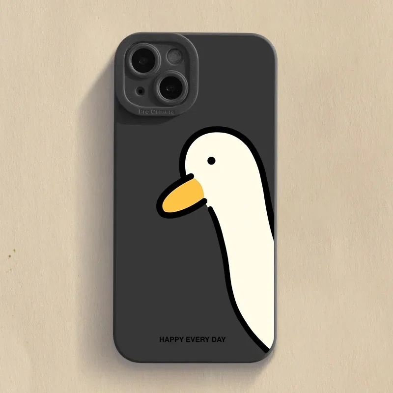 Cartoon Doubt Duck Phone Case For iPhone 16 15 14 13 12 11 Pro Max XS XR X 7 8 Plus Mini SE Soft Shockproof Bumper Back Cover