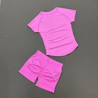 Ensemble de sport 2 pièces pour femme : T-shirt à manches courtes taille basse et short, idéal pour la gym, l'entraînement, le fitness, le jogging, le yoga – Doux et extensible 5