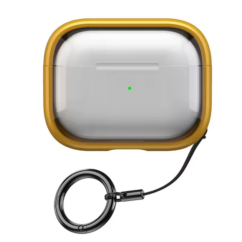 Removable Stand Latch Earphone Case with Wireless Charging and Anti-Drop Lock - Transparent Hard PC Protector Cover