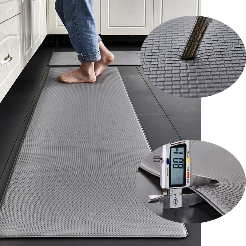 Long Kitchen Mat PU Leather Floor Mats Waterproof Oil Proof Non