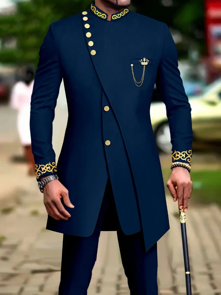 Men's fashion luxury solid color dress two-piece set