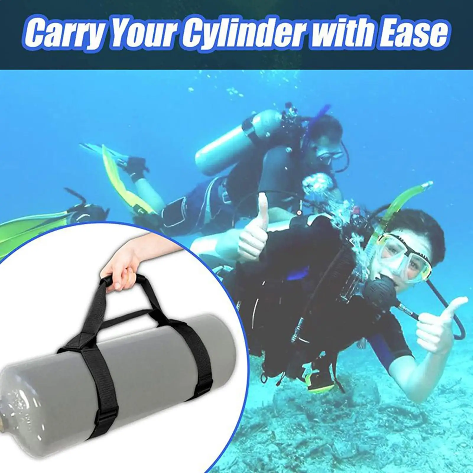 Scuba Diving Dive Tank Air Cylinder Bottle Transport Carry Strap Carrier Holder with Handle and Shoulder Strap Easy Attach