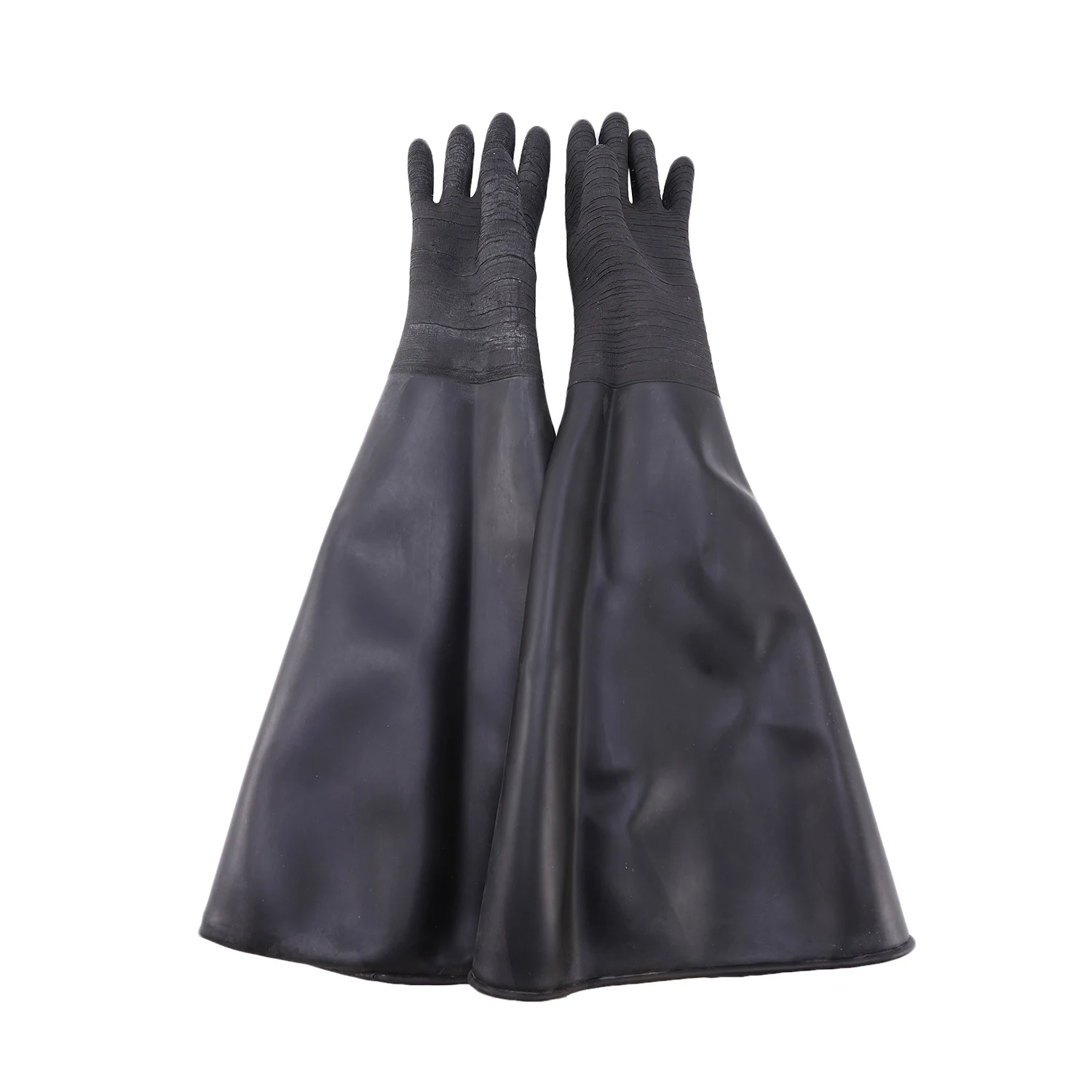 Rubber Black Sandblaster Gloves Stripe Abrasive Sand Blasting Gloves For Blasting Cabinet 65X30Cm