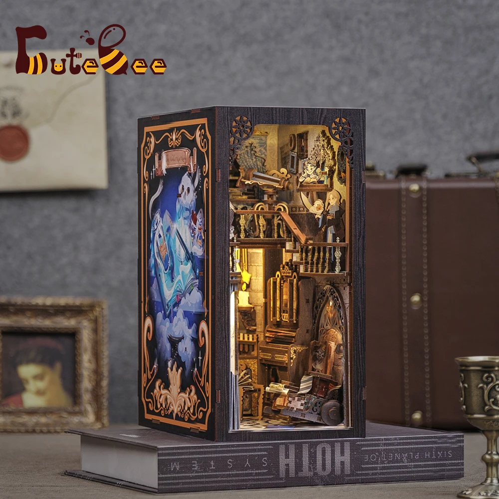 CUTEBEE DIY Book Nook Kit Doll House With Touch Light Dust Cover cutebee-diy-book-nook-kit-doll-house-with-touch-light-dust-cover