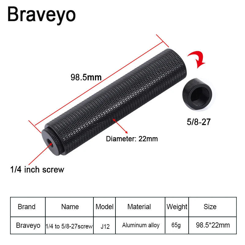 1/4 to 3/8 SLR Camera Stand Extension Rod Aluminum Alloy Ballhead Tripod Adapter 1/4 3/8 to 5/8-27 Microphone Stand Accessory