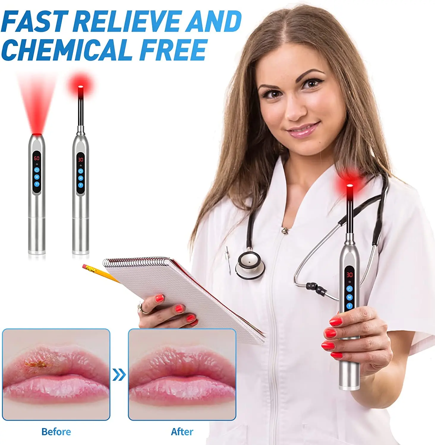

Suyzeko Red Light Therapy For Pain Relief Mouth Canker Sore Skin Care Wand 660nm 850nm Near Infrared Therapy Device Oral Sore