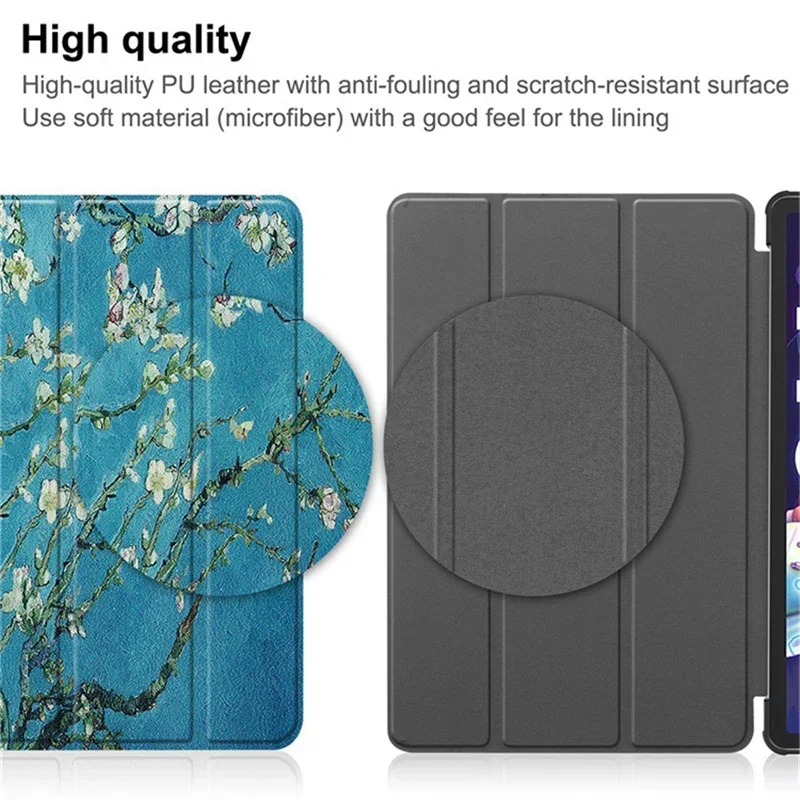 Premium Tri-Fold Stand PU Leather Tablet Cover with Wake/Sleep Function