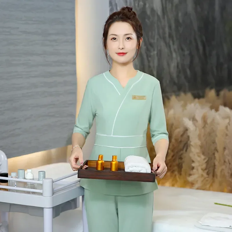 

Nail Beauty Clothes Logo Spa Uniform Sexy Desk Cafe Style Waiter Professional Woman Salon Esthetic Hotel Beautician Work Massage