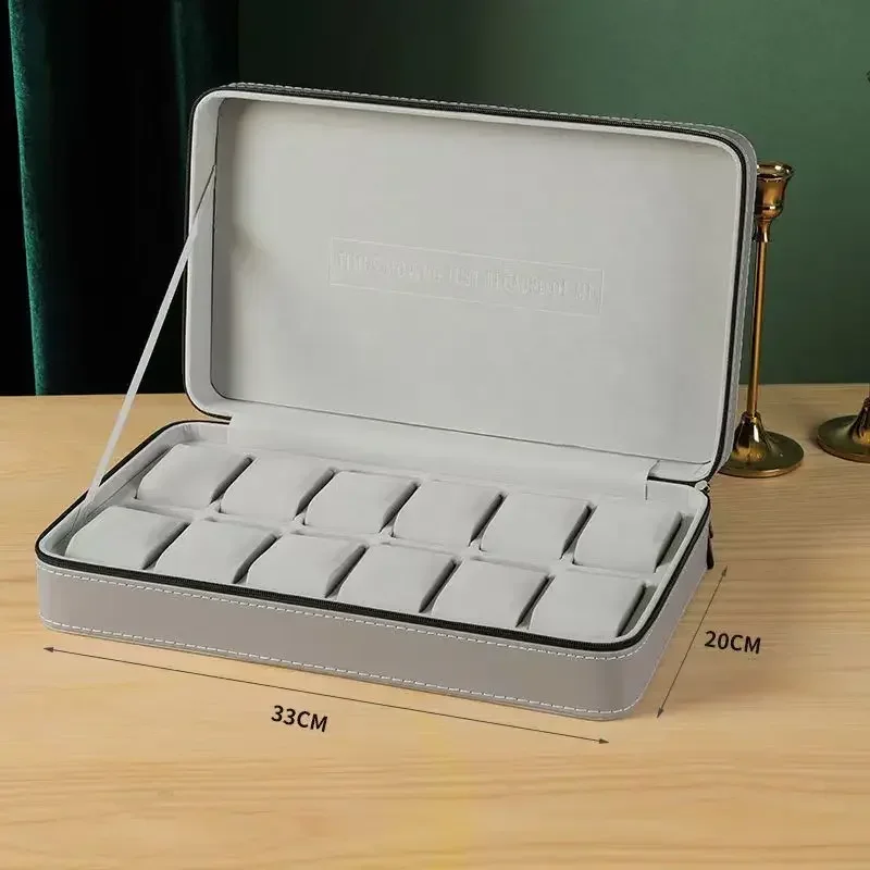 New 4/6/8/10/12 Slots Portable Leather Watch Box Your Watch Good Organizer Jewelry Storage Box Zipper Easy Carry Men loxes