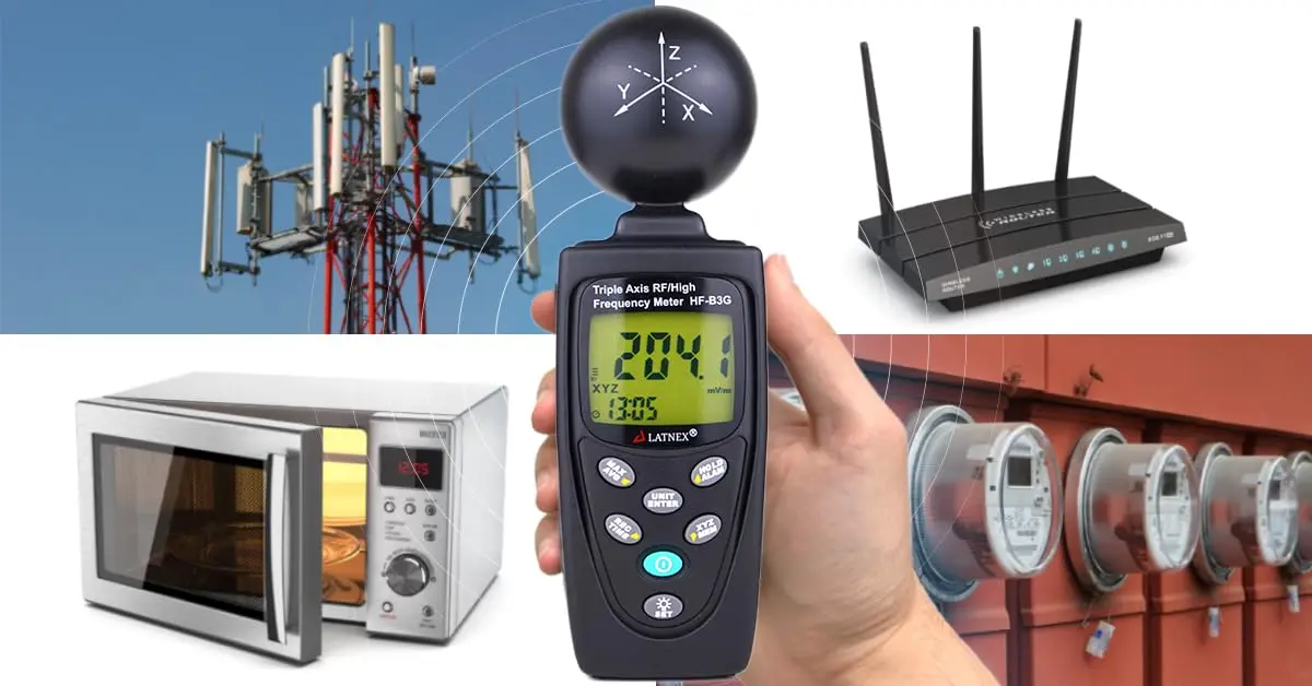 Triple Axis HF RF Analyzer and Detector Calibrated Measuring Emissions from Cell Phones