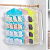 1PC 16 Grid Wall-mounted Clothes Organizer Fabric Closet Bag Storage Rack Mesh Pocket Clear Hanging Over The Wardrobe 6