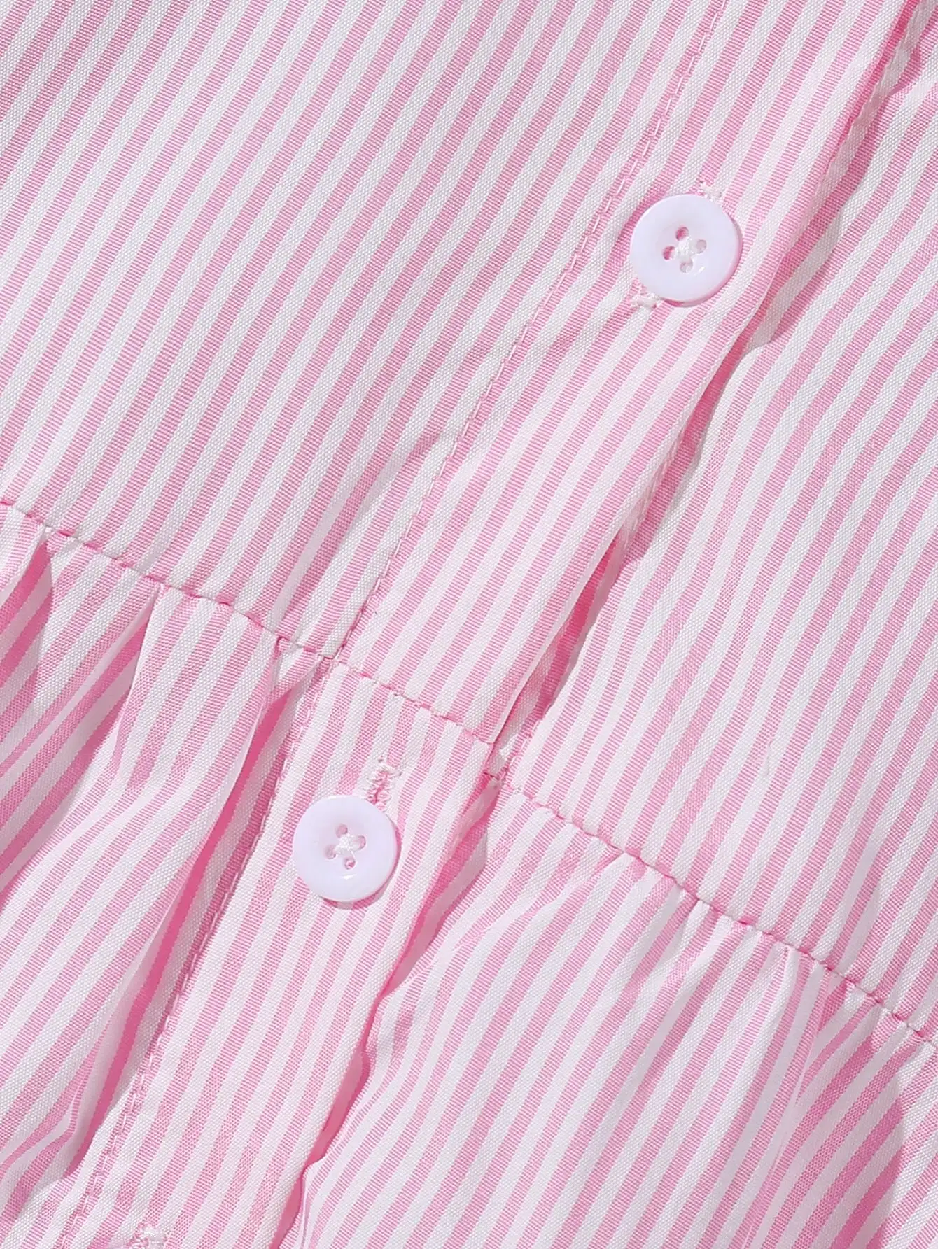 Baby Girl Embroidered Striped Stand Collar Bubble Sleeve Dress, Fresh College Style, Perfect for Outdoor Play, Versatile and Cut 6