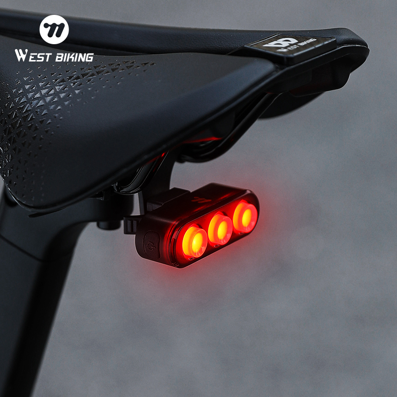 WEST BIKING Bicycle Rear Light Multi LED IP66 Tail light Auto Start/Stop Brake Sensing Long Endurance Rechargeable Taillights