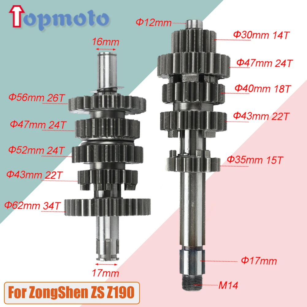 

For ZongShen ZS Z190 W190 190cc 1P62YML-2 Engine Dirt Pit Bike Atv Quad Motorcycle Transmission Gear Box Main Counter Shaft Kit