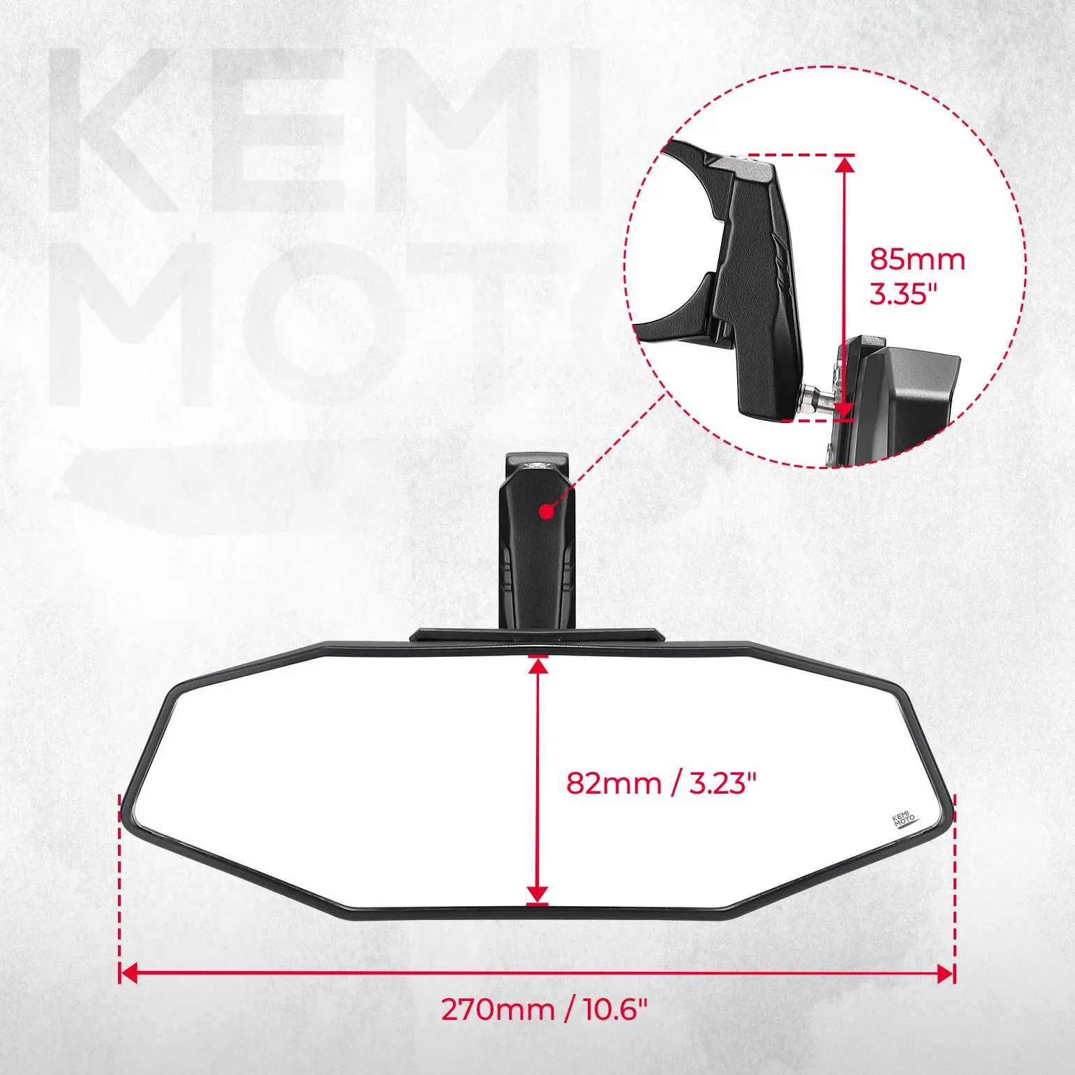 UTV Center Rearview Mirror 1.6-2