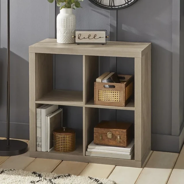 Better Homes & Gardens 16-Cube Storage Organizer, Rustic Gray 