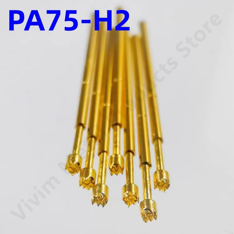 Sonda de prueba de resorte de piezas, herramienta de prueba de Pin de PA75-H2, 100mm de diámetro, 1,02mm, punta de aguja dorada, diámetro de 17,0mm, Pogo P75-H PA75-H de Pin, 1,3 P75-H2