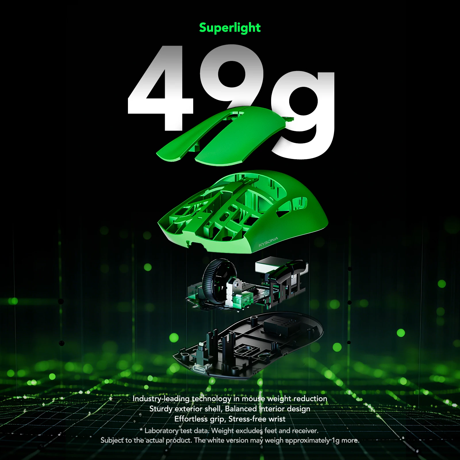 KYSONA Jupiter 무선 게임용 마우스 블루투스 마우스 PAW3395 센서 26000DPI 8khz 큰 손을 위한 경량 49g PC 노트북 게이머용