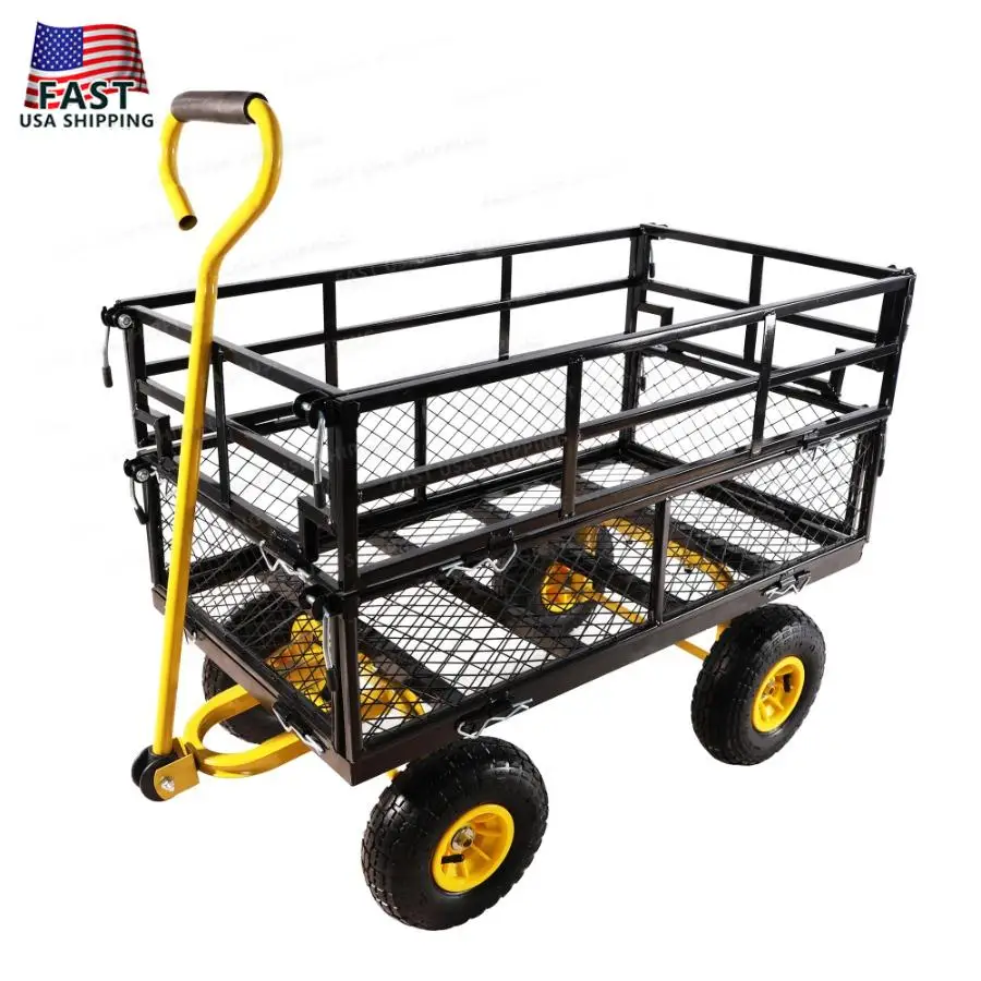Yellow Black Garden Cart Trucks for Easy Firewood Transport