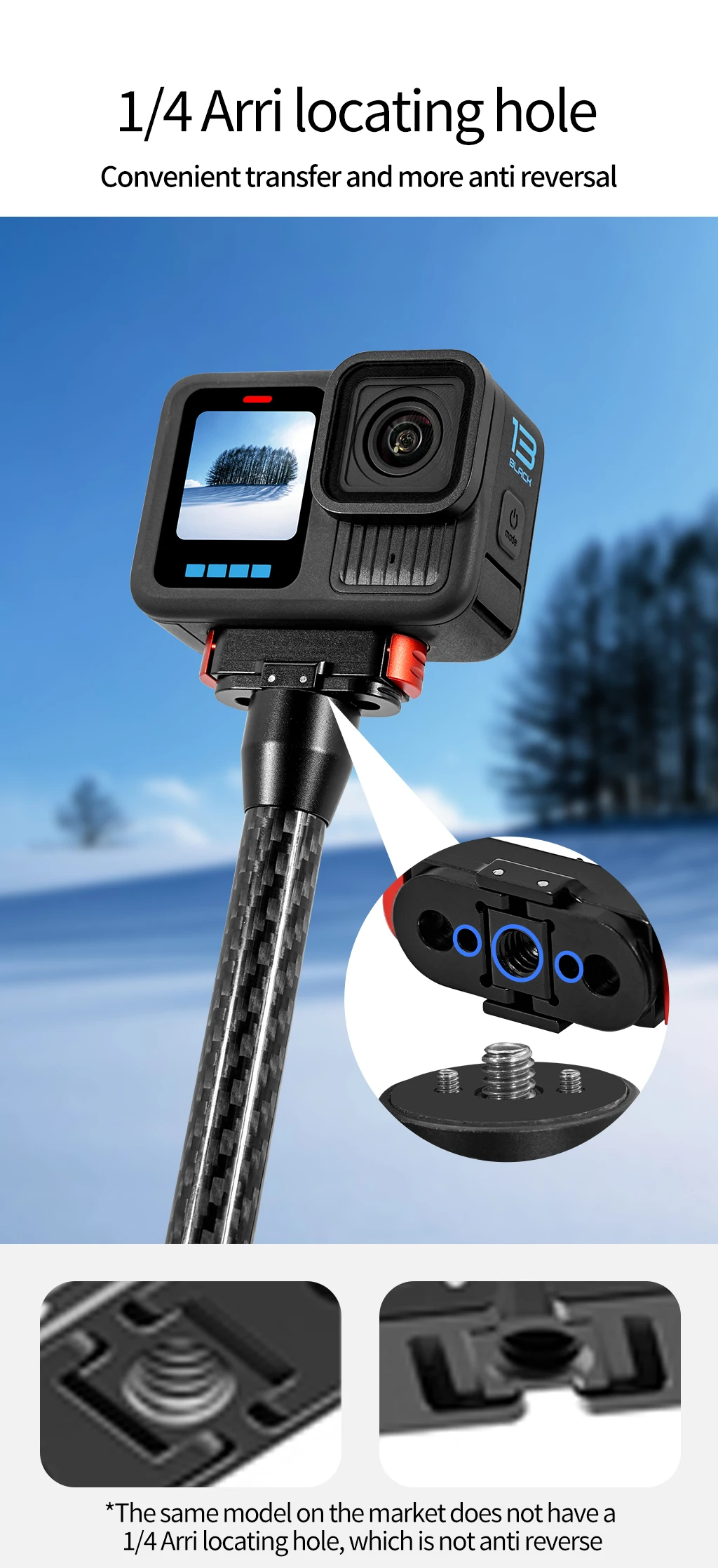 Für Gopro 13 Schwarz Magnetische Quick Release Basis Halterung Aluminium Legierung Verlängerung Adapter Halter Halterung für Gopro Hero 13 Zubehör – Detail 9
