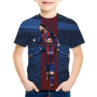 2024 Summer New Fashionable Children's 3D Printed T-shirt Popular Football Star Messi Cool Boys and Girls Casual Short Sleeves 1