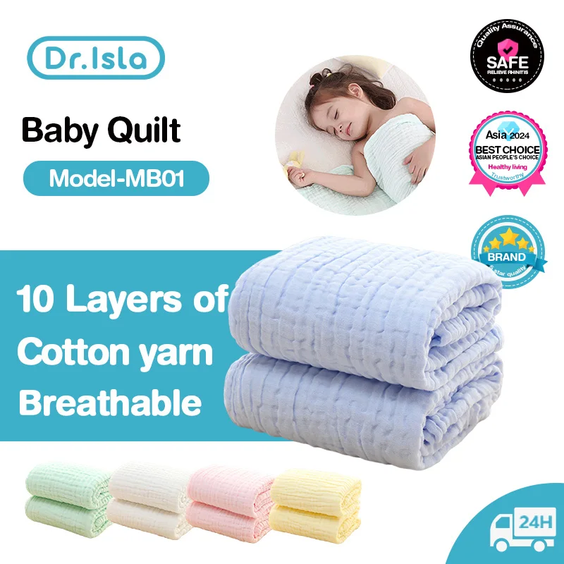 Dr.isla Baby Cotton Quilt 15*40CM Muslin Comforter Blanket Soft Newborn Sleeping Dolls Soothe Appease Towel Bibs Saliva Towel