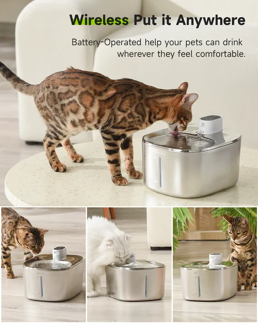 APETDOLA 4L Wireless Cat Water Fountain Auto Sensor Drinking Fountain For Cats Dog Drinker Pet Water Dispenser Accessories 2
