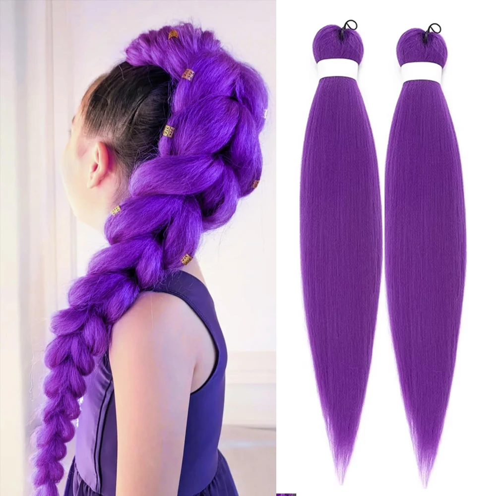 Violet pré-étiré facile tresse cheveux synthétique violet Jumbo tressage Extension de cheveux bricolage queue de cheval tresse cheveux violet femme africaine