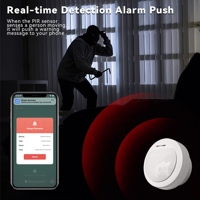 Meian Tuya Motion Sensor Smart Infrared Sensor Zigbee Motion Detector for Alarm Security Protection System Tuya/ Smart Life APP 3
