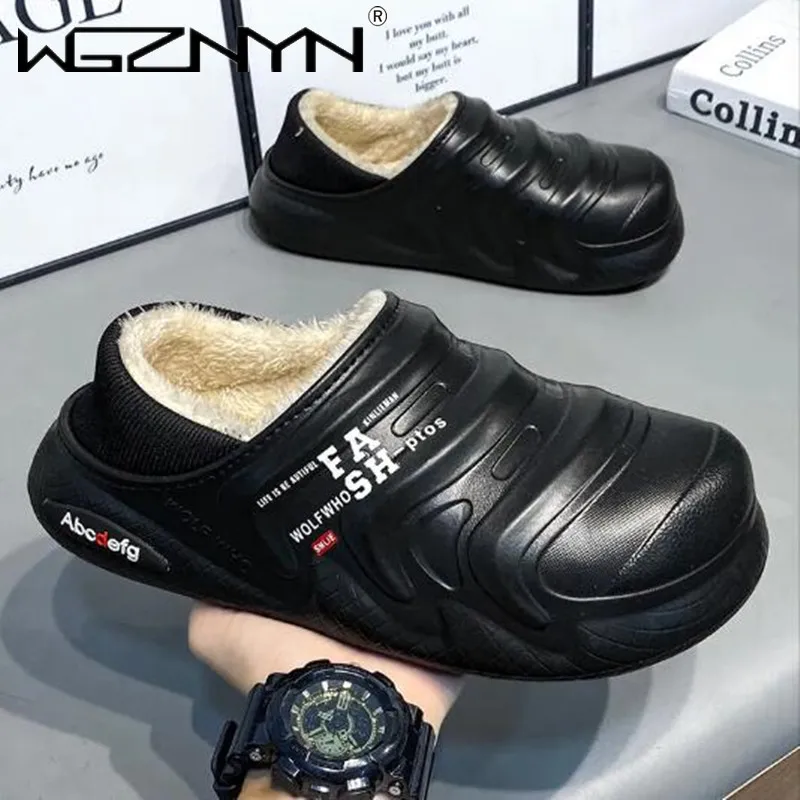 

Winter Slippers Men Shoes Waterproof Warm Sneaker Slippers Women Non-Slip Indoor Plush Home Footwear Outdoor Platform Shoes Man