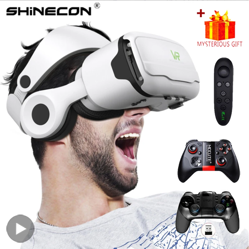 

Shinecon Virtual Reality VR Glasses 3D Headset Viar Device Smart Helmet Lenses Goggle For Mobile Phone Cell Smartphone Headphone