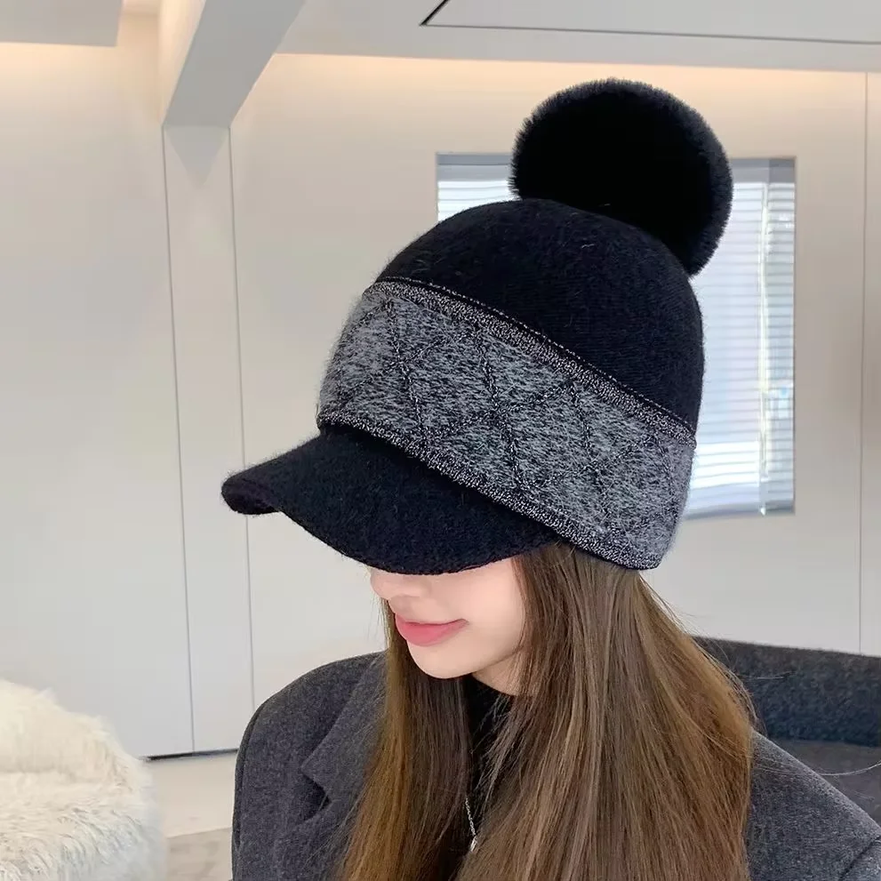 lattice Women Winter Octagonal cap Outdoor Cycling Ear Protection Warmth Peaked Cap Casual Fashion Sun hat Bomber Hats windproof winter hat