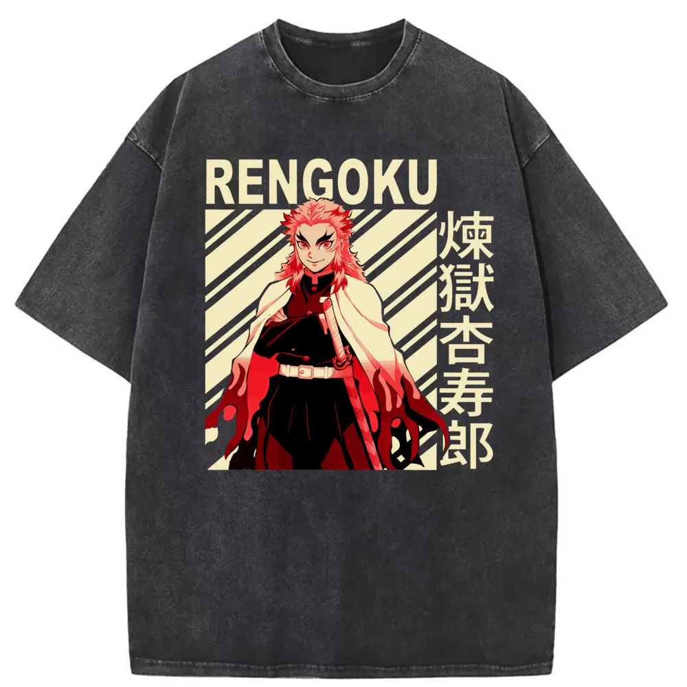 

Rengoku Japanese Anime Printed T-shirts For Male Women Long Sleeve Tee Shirt Men England Style Printed Washed Retro Sweatshirts
