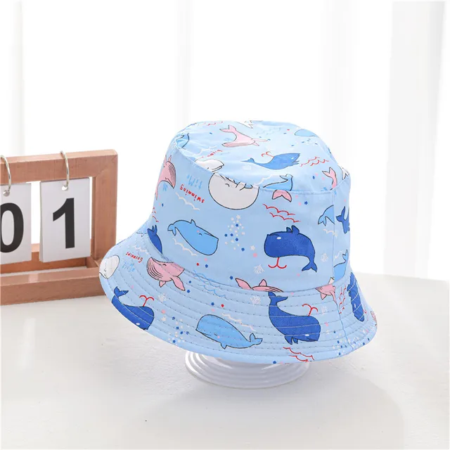 Dinosaur Print Baby Bucket Hat Cute Cartoon Cotton Children Fisherman Cap Toddler Boys Girls Summer Beach Sun Hats Panama Cap AC