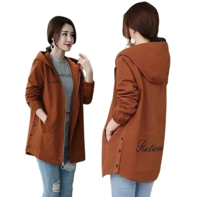 

Double Layer Lining Women Outcoat 2022 New Leisure Hooded Windbreaker Ladies Spring Autumn Korean Version Trench Coat Female Top