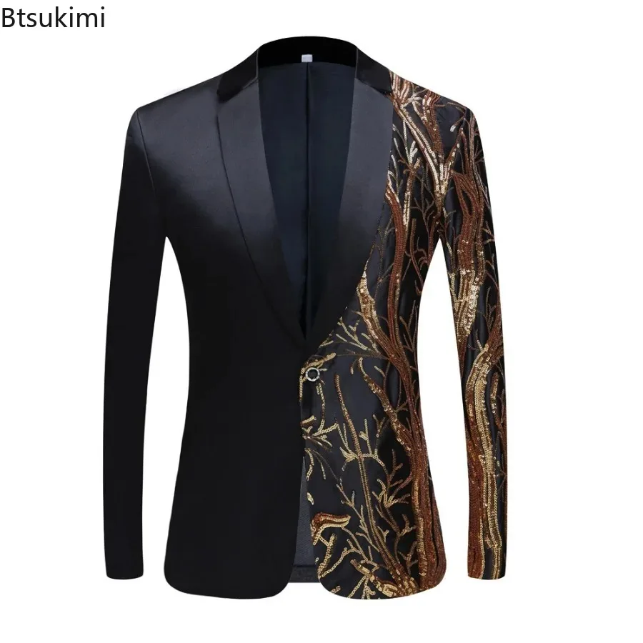 2024 Men's Luxury Banquet Party Suits Jacket Evening Party Dress Jacquard Business Suits Jacket Slim Wedding Suits Blazers Men