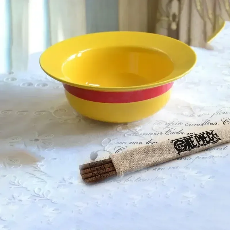 

Аниме One Piece соломенная шляпа Луффи Bowl, чашка для воды, милая миска для рамен, мультяшная Бытовая керамическая посуда, миска для лапши, палочка для еды