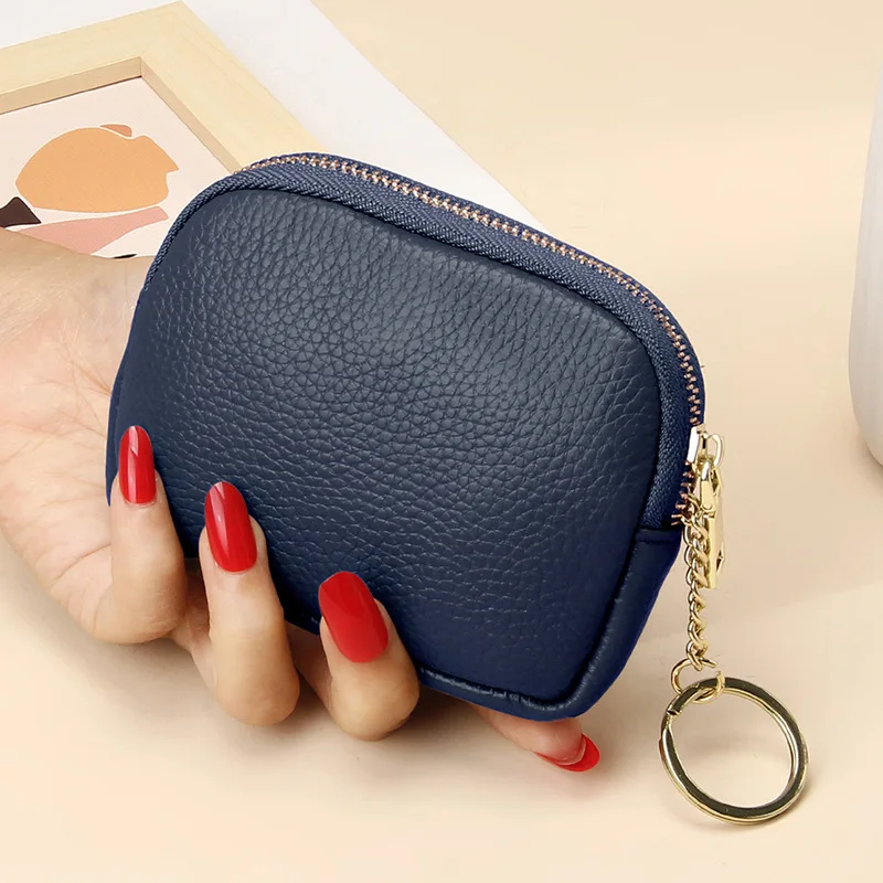 Elegant Genuine Leather Mini Purse - Luxury Designer Card Holder & Coin Pouch